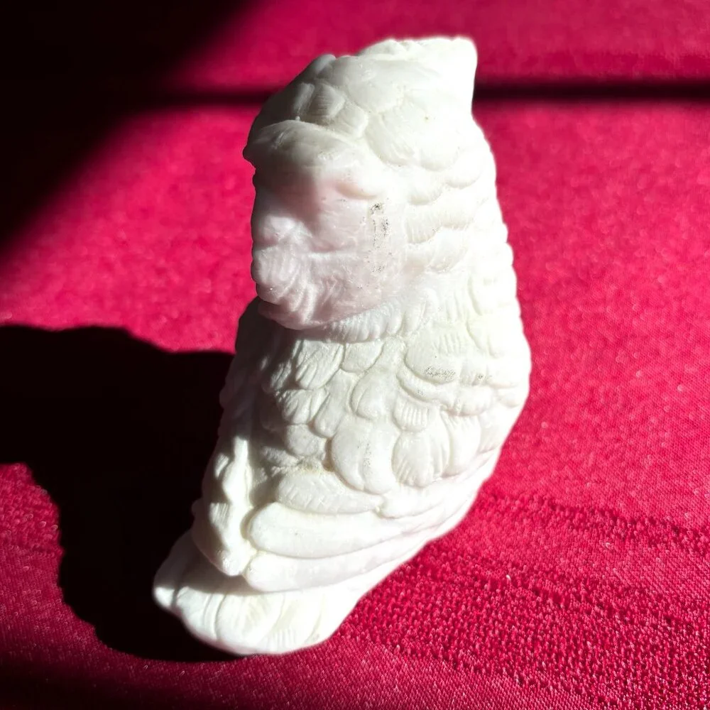 Vintage Pair Norleans White Alabaster Owls Handmade in Italy Figurine - Picture 8 of 12